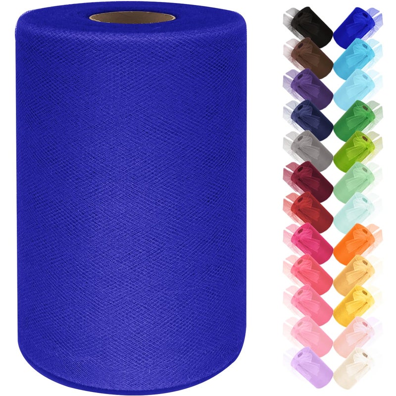 Ableme Deco Tulle Fabric Roll 6 Inch by 100 Yards (300 ft) Tulle Ribbon Sheer Mesh Netting for DIY Tutu Skirt Gift Wrapping Wedding Baby Shower Birthday Halloween Party Decorations Crafts, 34 Colors (Royal Blue) - Image 1